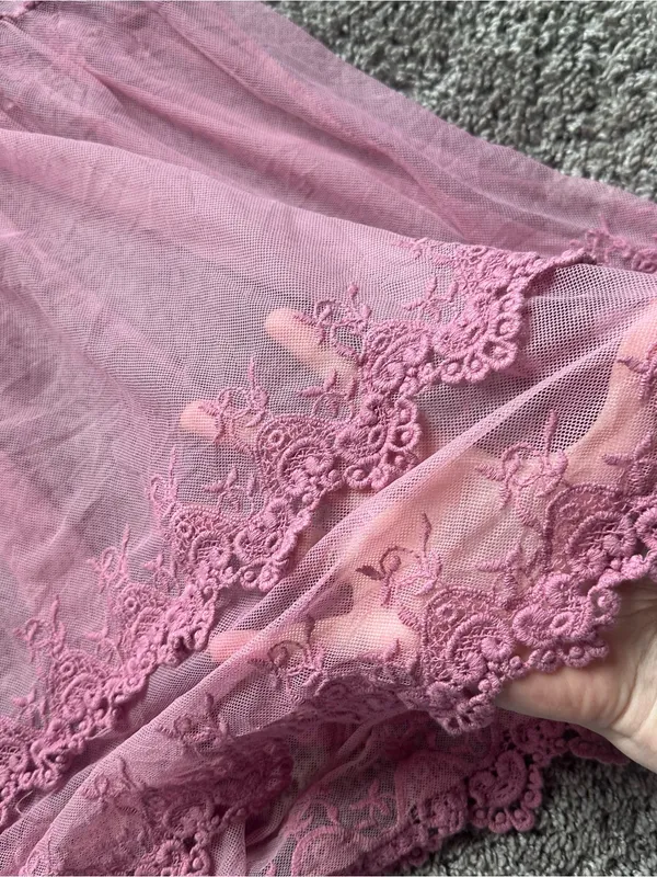 Haute Monde Pink Lace-Trim Sleeveless Mini Dress - Image 4