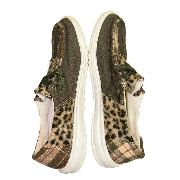 Gypsy Jazz Leopard Patchwork Slip On Sneakers Size 6‎ Boho Casual Shoes Green - Image 5