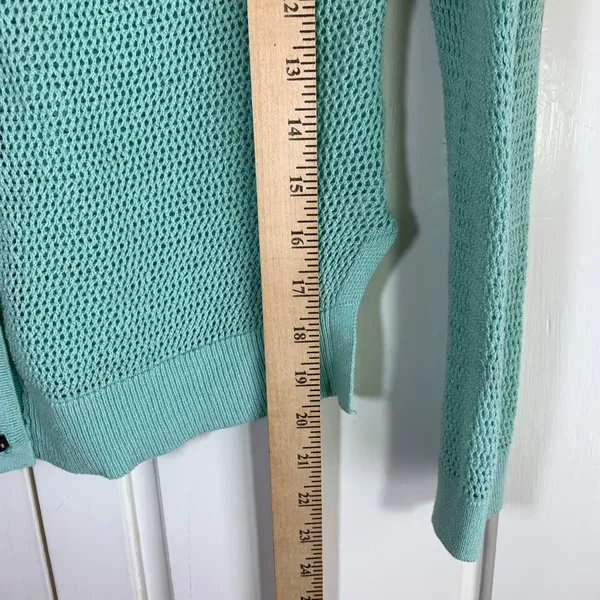American‎ Eagle Outfitters Mint Green Crochet Knit Button Up Cardigan Sweater S - Image 7
