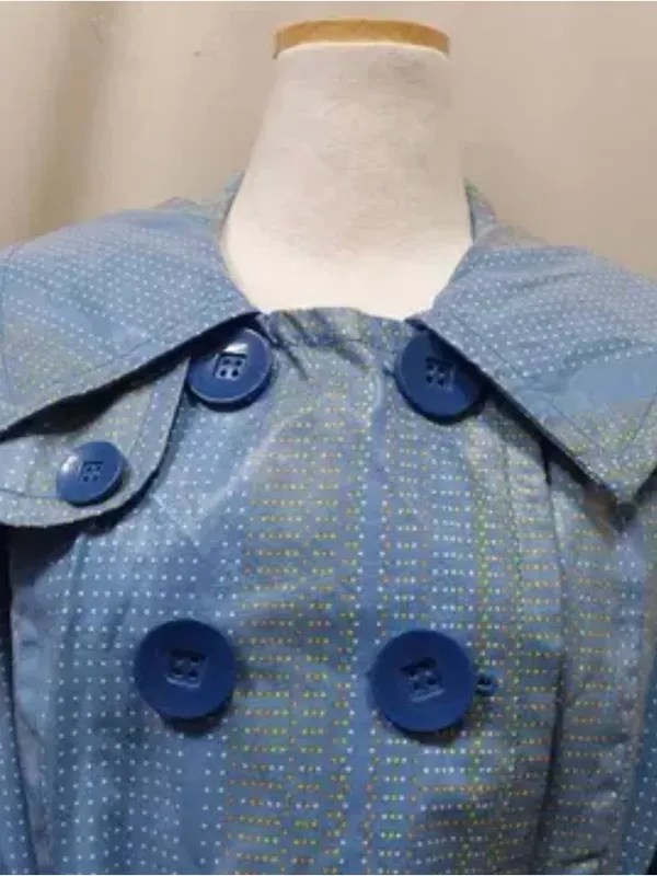 NWT Tulle for Anthropologie Light Blue Double-Breasted Trench Rain coat w/ Belt - Image 2