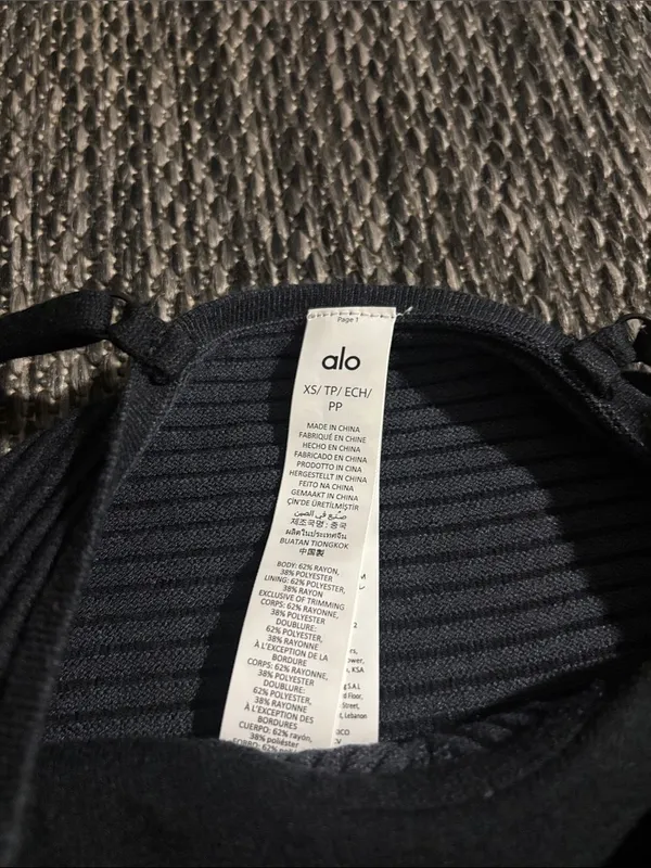 Alo Yoga Denim Knit Mini Dress Bodycon Black Size XS - Image 3