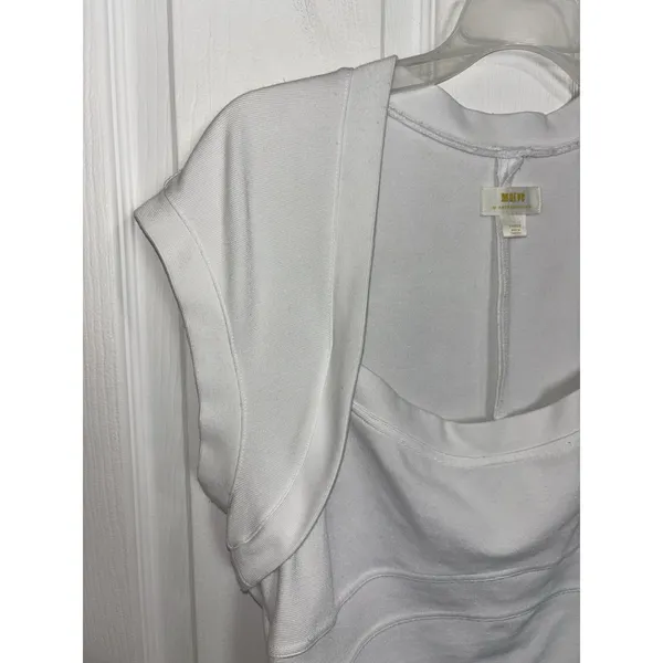Anthropologie Maeve White Square Neck Cap Sleeve Crop Top Large - Image 4
