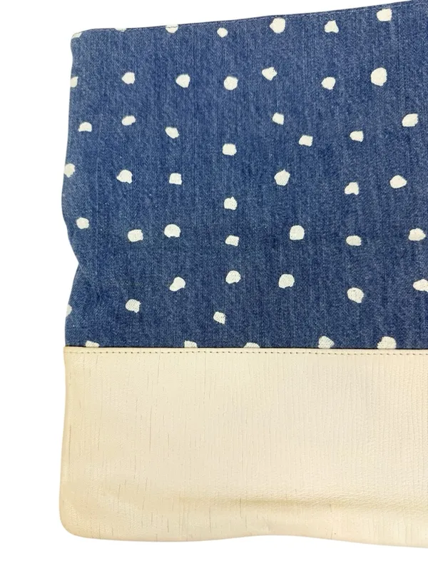 Clare V Polka Dot Denim Leather Foldover Clutch - Image 8