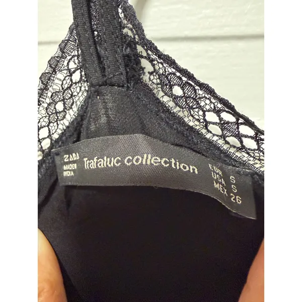 Zara Trafaluc Black Lace Maxi Dress Boho V-Neck T-Strap‎ Sleeveless Small - Image 8
