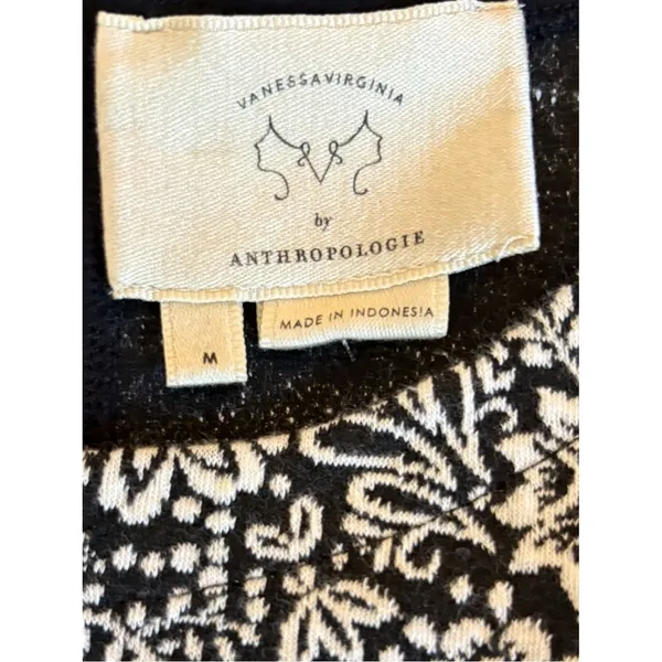 Anthropologie Corseted Jacquard Top Womens Size Medium White Black - Image 6