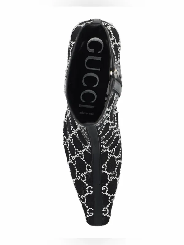 GUCCI GG logo crystal mesh heels ankle boots booties - Image 5