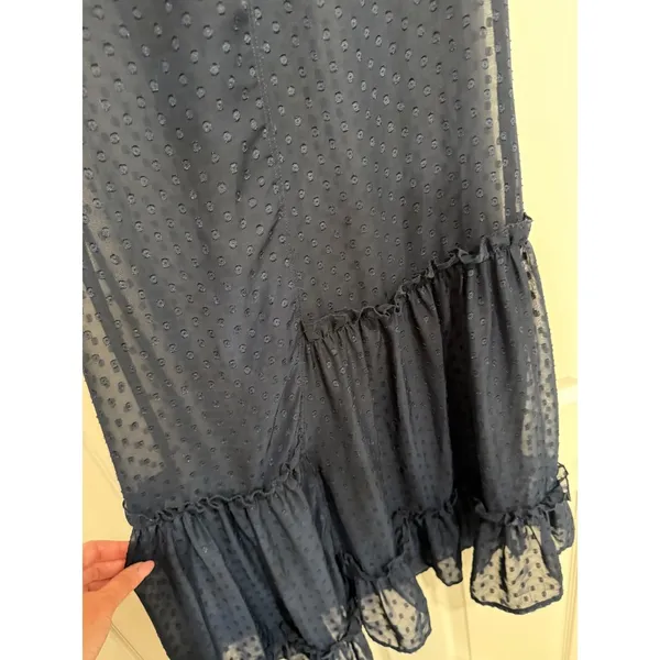 Semicouture Navy Blue Swiss Dot‎ Tiered Ruffle Sleeveless Shift Dress Size 01 - Image 3