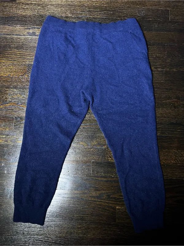 Quince Mongolian Cashmere Jogger Knit Pants True Navy Drawstring Waist Lounge XL - Image 5