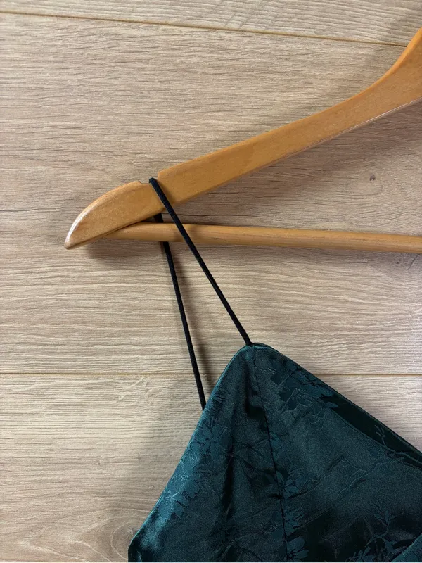 Romwe Satin Dark Green Slip Dress - US 8-10 - Image 4