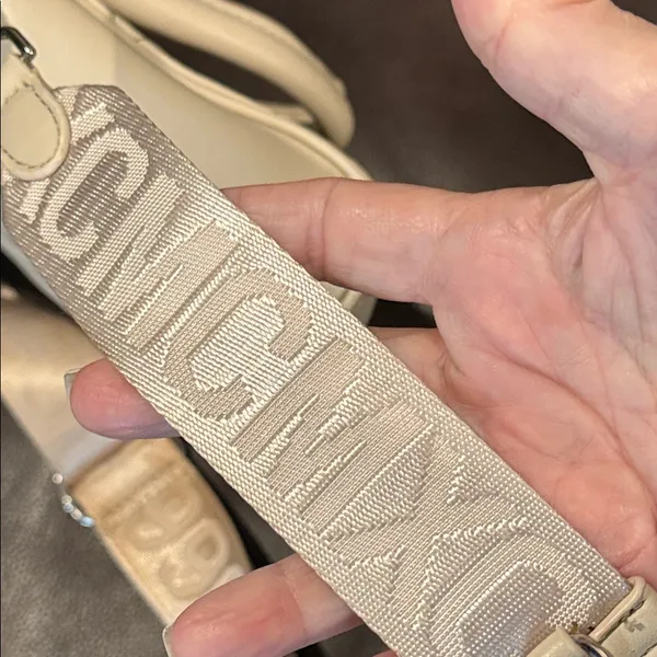 STEVE MADDEN Cream Quilted Crossbody Handbag Detachable Camera Strap - Image 3