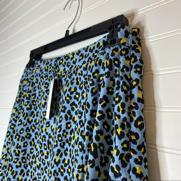 Sugar Lips Satin Animal Print Blue Midi Skirt - Image 3