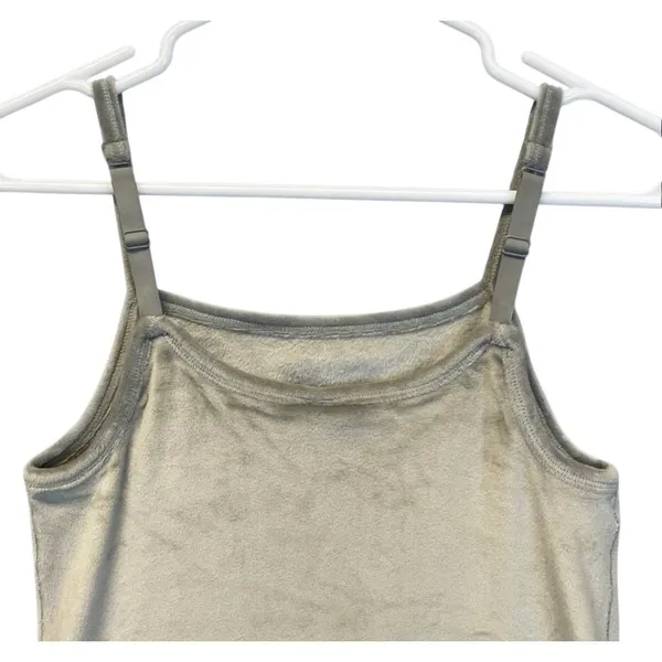 SKIMS Velour Cami Women Large Smoke Grey 0883 Square Neck‎ Spaghetti Strap NWT - Image 2