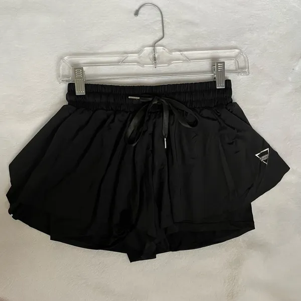 Flowy Athletic Shorts 2 in 1 Butterfly Woman High Waisted Workout Gym Black, XS - Image 5