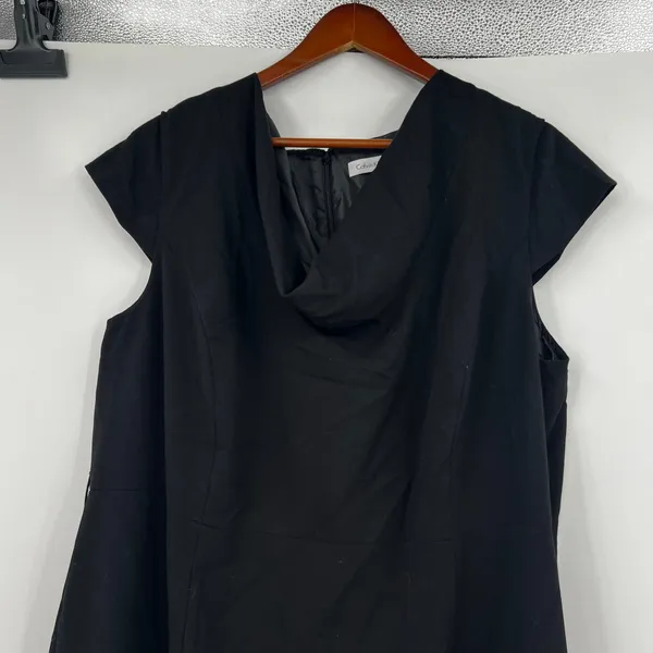 Calvin Klein plus size 20W black shift sheath dress career short cap sleeve LBD - Image 8