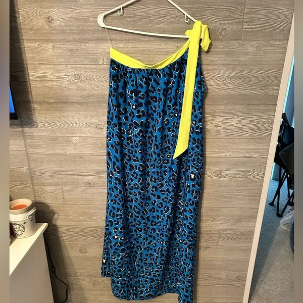 Periwinkle blue cheetah print‎ dress neon one shoulder size medium boutique NWT - Image 3