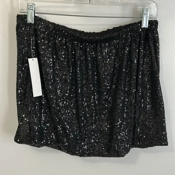 Venus Black Sequin mini Skirt - Image 2