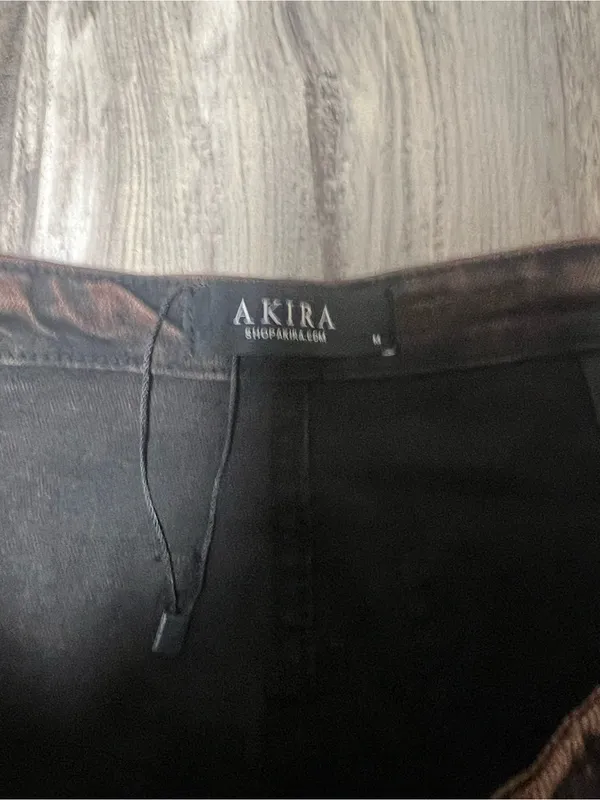AKIRA Label Kat Brown Lace Up Distressed Slim Flare Jeans Size Small - Image 2