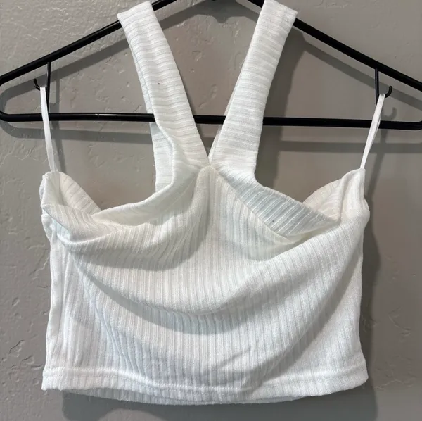 Shein White Cross Strap Crop Top - Image 2