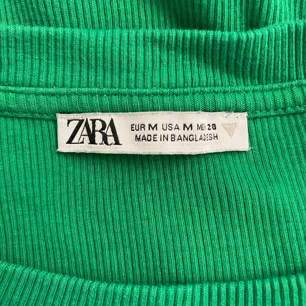 Zara Green Ribbed Ruffle Sleeve Bodycon Mini Dress Size M Preppy‎ Spring - Image 2