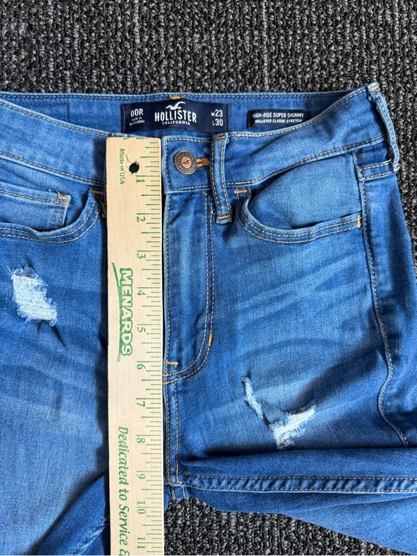 Hollister High Rise Super Skinny Distressed Stretch Blue Jeans 00R - Image 2