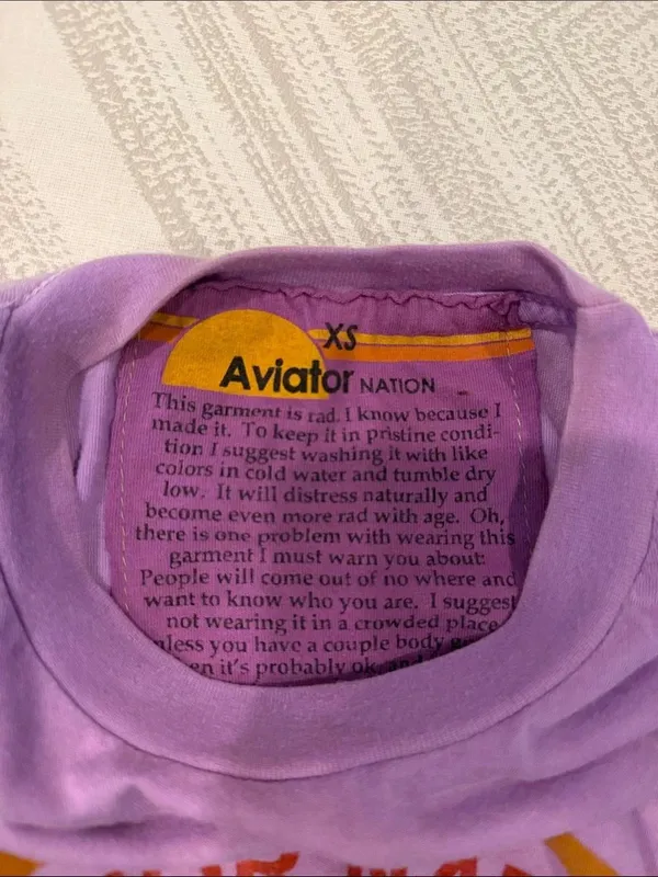 Aviator Nation Malibu CA Lilac Purple Graphic Tee XS Womens Soft T-Shirt - Image 5