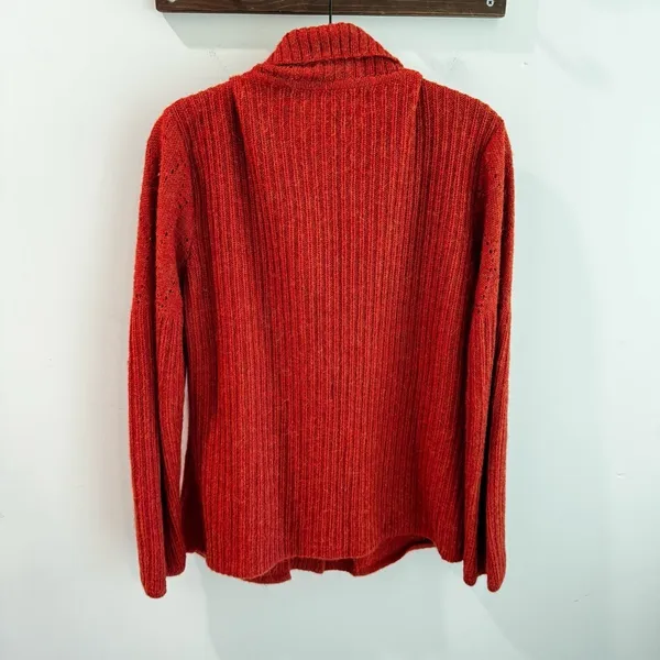 La Domenica La Casa De La Llama 100% Baby Llama‎ Burnt Orange Cardigan Sweater L - Image 8