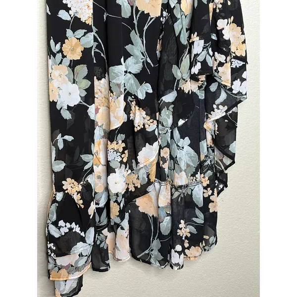 Scarlet Darkness Floral Maxi Dress M Smocked Puff Sleeve Cottagecore - Image 4