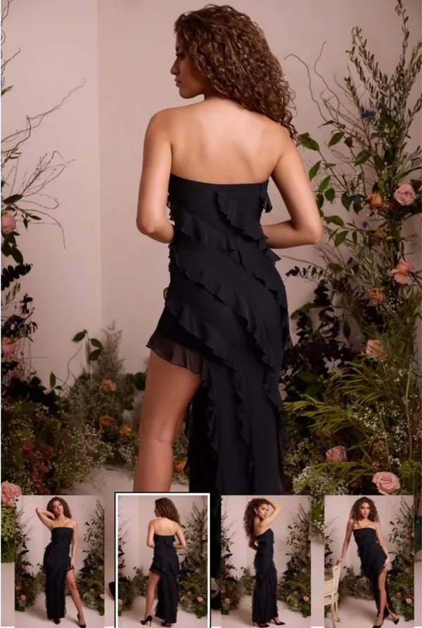 Long black ruffled dress - Image 4