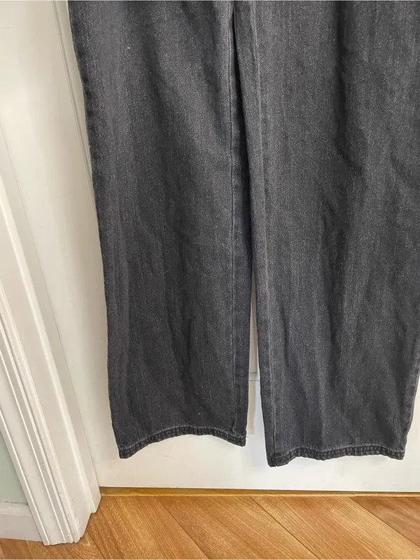 Universal Thread Black Denim Wide-Leg Overalls Button Sides Size 4 retro grunge - Image 3
