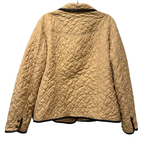 Charter Club Womens Beige‎ Quilted Barn Jacket Faux Leather Trim Size Large - Image 5
