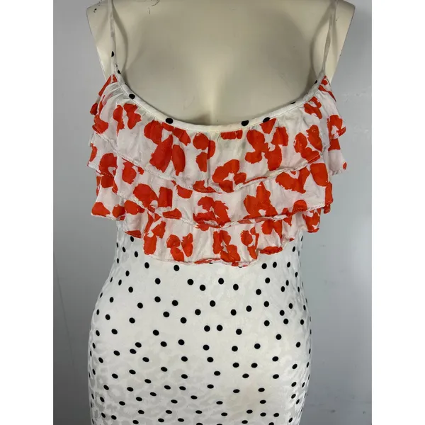 RIXO For Target Polka Dot Sleeveless Maxi Slip Dress Red Floral Ruffle Size M - Image 4