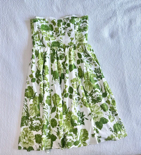 buttercup Rialto green floral strapless midi dress - Image 4