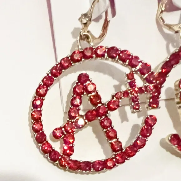 ♥️✨BETSEY JOHNSON A Plus Red Rhinestone Crystal Drop Earrings School Teacher - Image 7