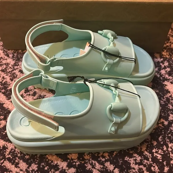 Gucci Horsebit Flatform Sandal Teal Cyan - Image 5