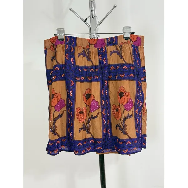 Maeve Anthropologie Womens XS Mini Skirt Floral Sequin Boho Poppy Purple Orange - Image 3