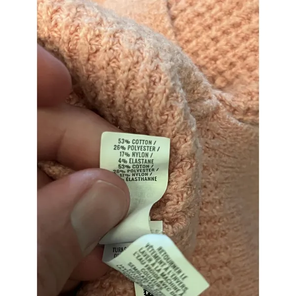 Aerie Sweater Womens Small Pink Waffle Knit Hooded V Neck Pullover Cozy Slouchy - Image 11