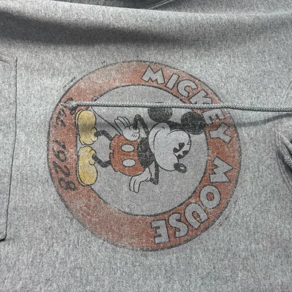 Disney Mickey Mouse Est 1928 Gray Hoodie Unisex Medium Vintage Graphic - Image 2