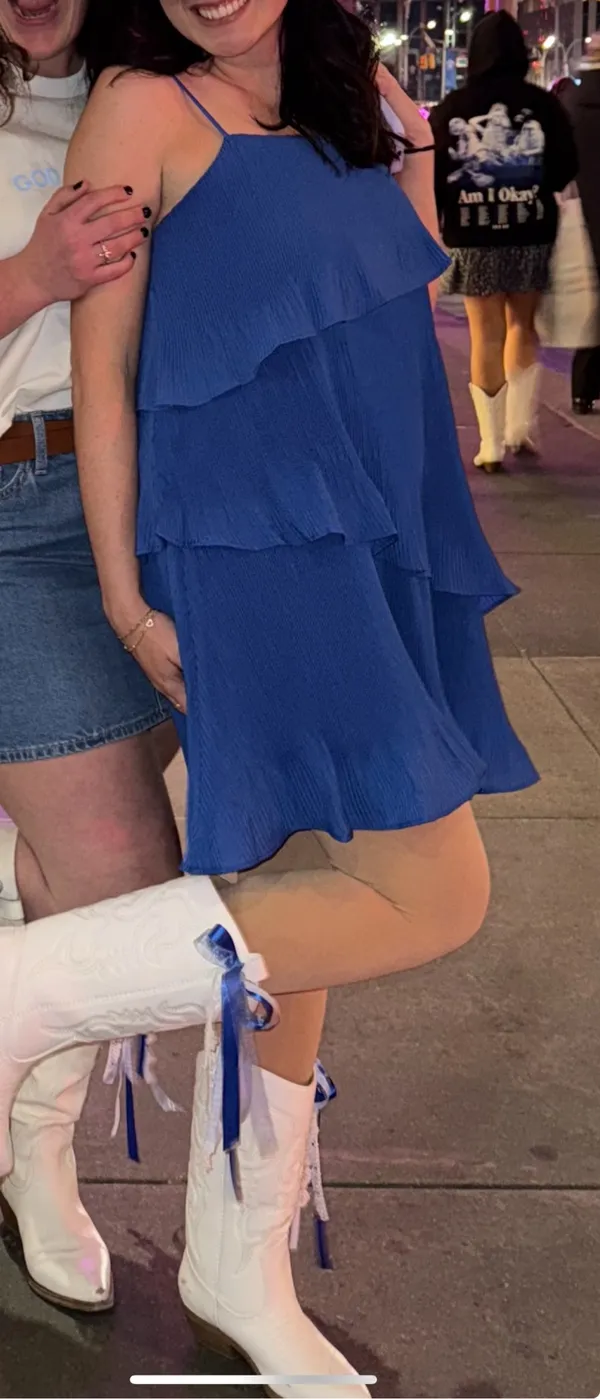 Royal Blue Pink Lily Dress - Image 4