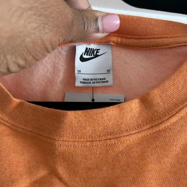Nike Orange Pullover Sweatshirt with White Swoosh - Image 5