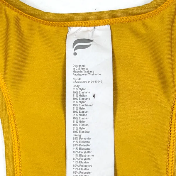 Fabletics Womens M Colorblock Racerback Sports Bra Medium‎ Yellow Pink Grey Yoga - Image 2