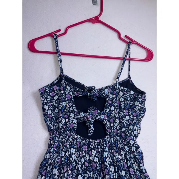 Abercrombie & Fitch Floral Maxi Dress Blue Purple Tie Back Cutout Small - Image 6