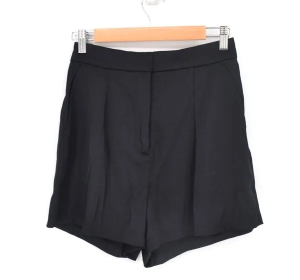 Abercrombie & Fitch Satin High Waisted Pleated Shorts in Black Women's S - Image 2