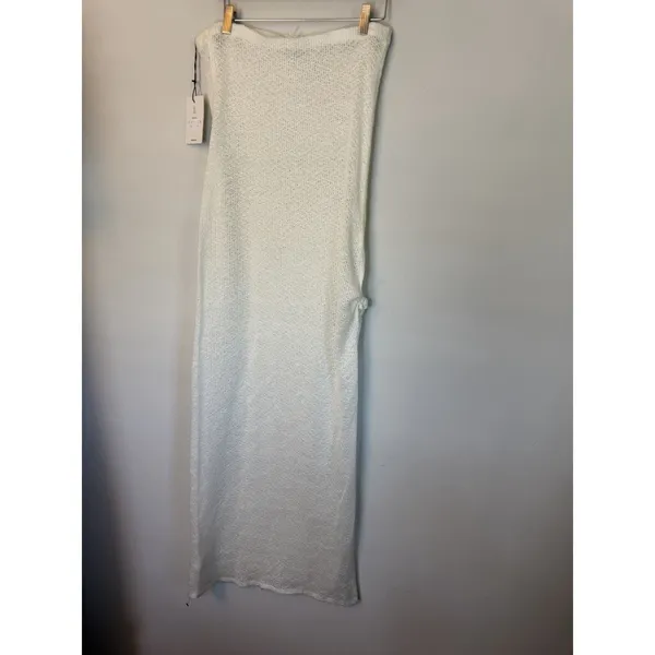 Reformation Jasmine Knit Maxi in White Ivory Sheer Side Slit Coverup Dress 8 NWT - Image 14