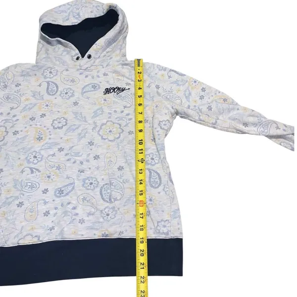 Hooey Paisley Hoodie Pullover Medium White Blue Floral Western Boho Cottagecore - Image 5