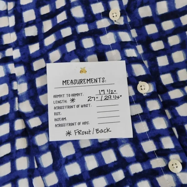Anthropologie 11.1 TYLHO Adanne Tunic Top Shirt Blue White Gingham Plaid X-Small - Image 13