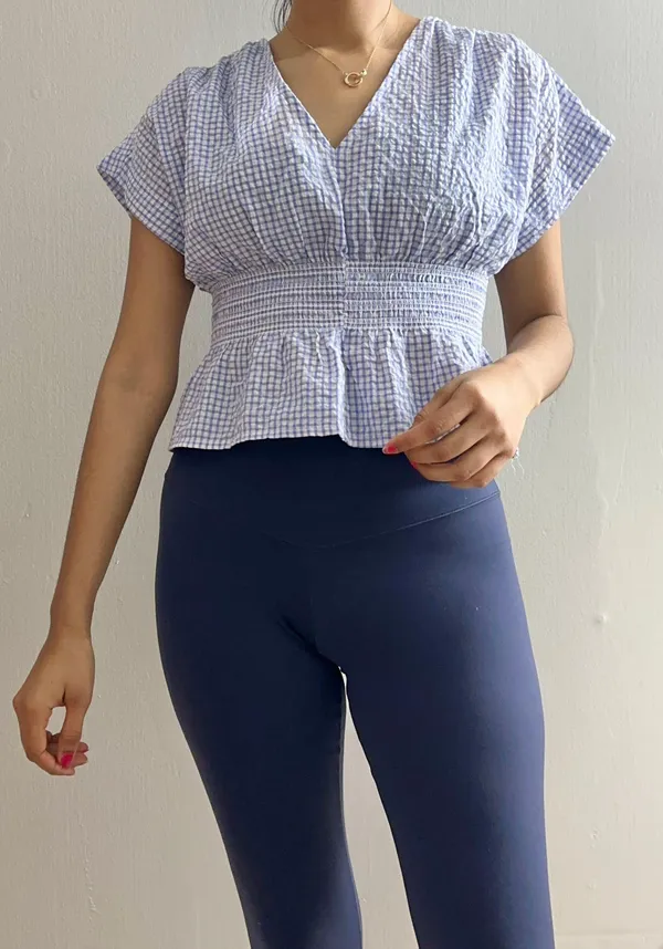 Madewell gingham seersucker Vneck top - Image 7