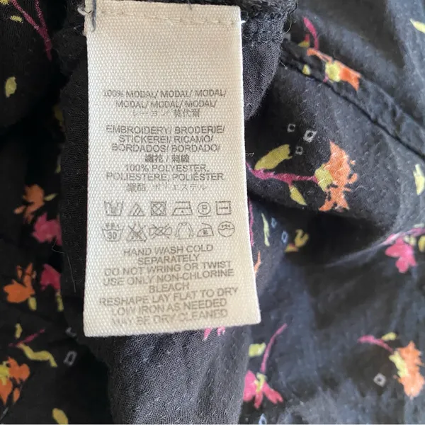 Free People Lady Lou Embroidered Black Blouse size medium Blouse - Image 10