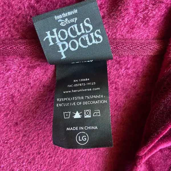 Her Universe Disney Hocus Pocus Velour Lace-Up Hoodie Dress Size Large - Image 5