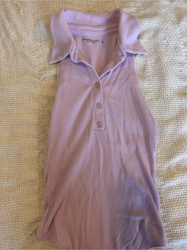 Abercrombie & Fitch Lilac Ribbed Polo Tank Bodysuit - Image 2