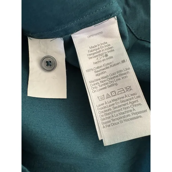 NWD Madewell Sculptural Sleeve Pleated Mini Dress Midnight Spruce Size 6 - Image 9